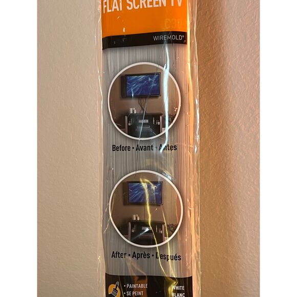 Legrand C30 Flatscreen TV Cord Cover Kit White Paintable 48"/4' Foot Channel NEW - Picture 4 of 7